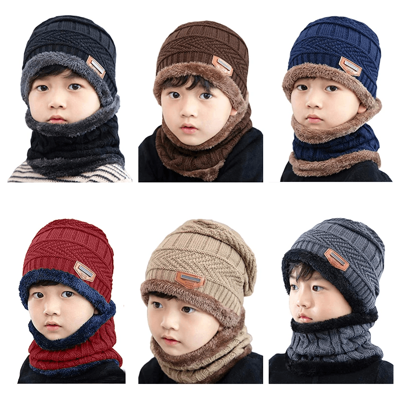 Cappello a maglia calda con sciarpa (adulti e bambini)
