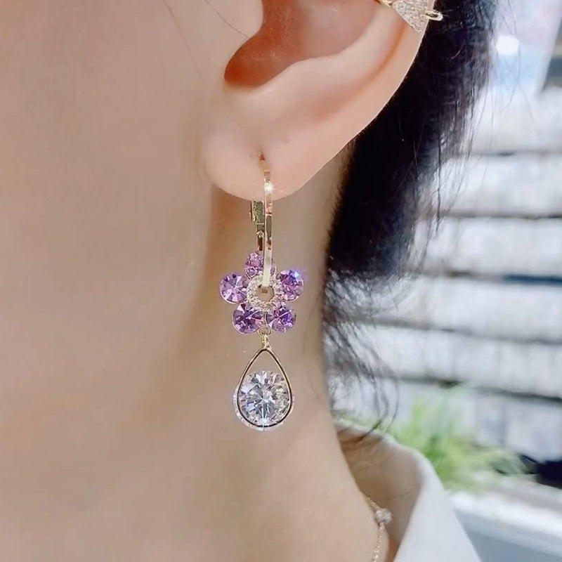 Boucles d'oreilles de cristal de fleur élégantes