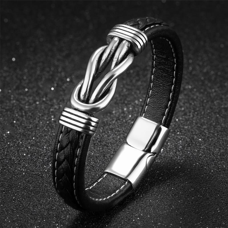 Bracelet pour hommes de la conception à l'infini en acier en titane